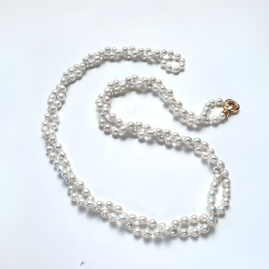 The Josephine Necklace - 160cm Baroque Teardrop Pearl Rope with Pave Crystal Clasp