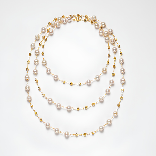 The Adeline Necklace - 87.5cm Delicate 5-6mm Freshwater "Tin Cup" Station Chain