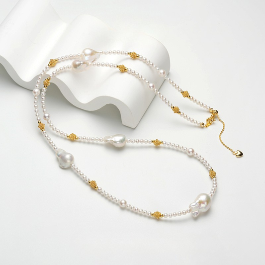 The Amélie Necklace - French Vintage Baroque Pearl 65cm Chain