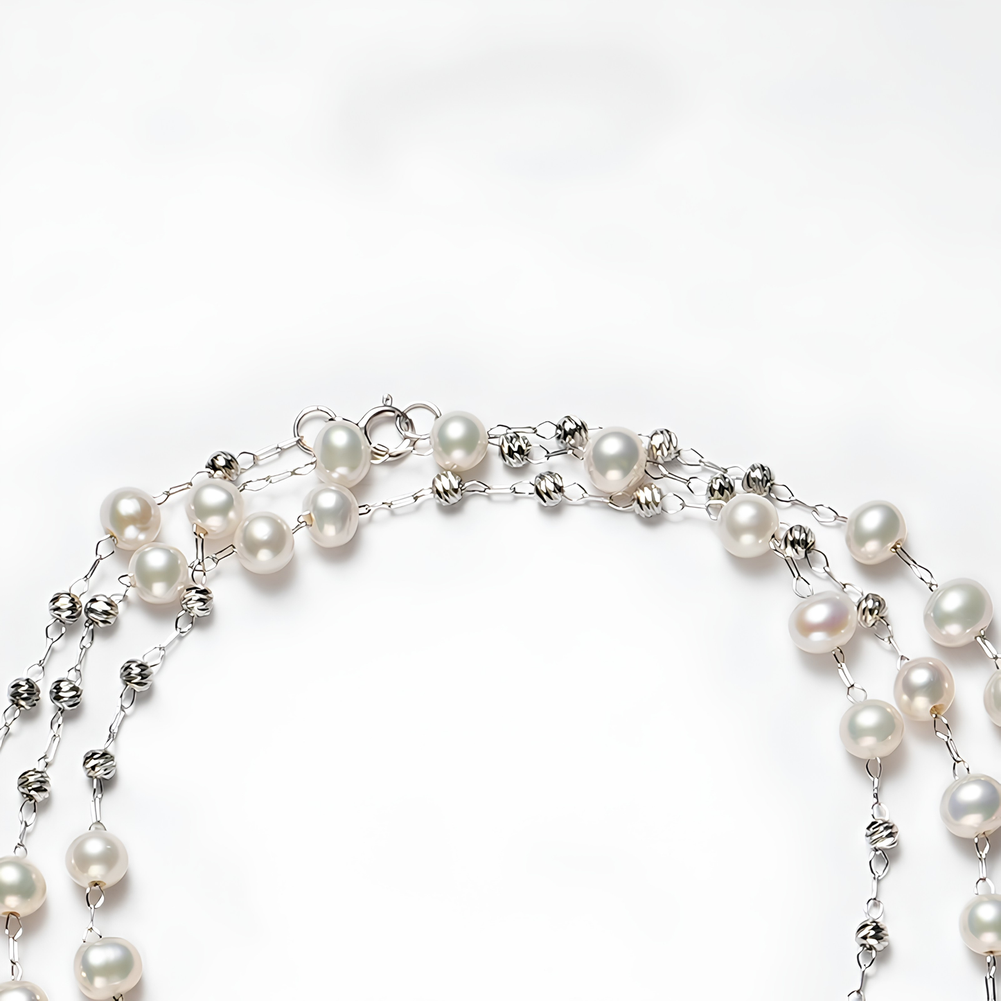The Apolline Necklace - 87.5cm Ethereal 5-6mm Freshwater Silver "Tin Cup" Chain