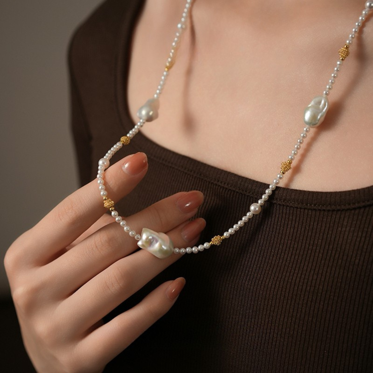 Amélie - French Vintage Baroque Pearl 65cm Chain