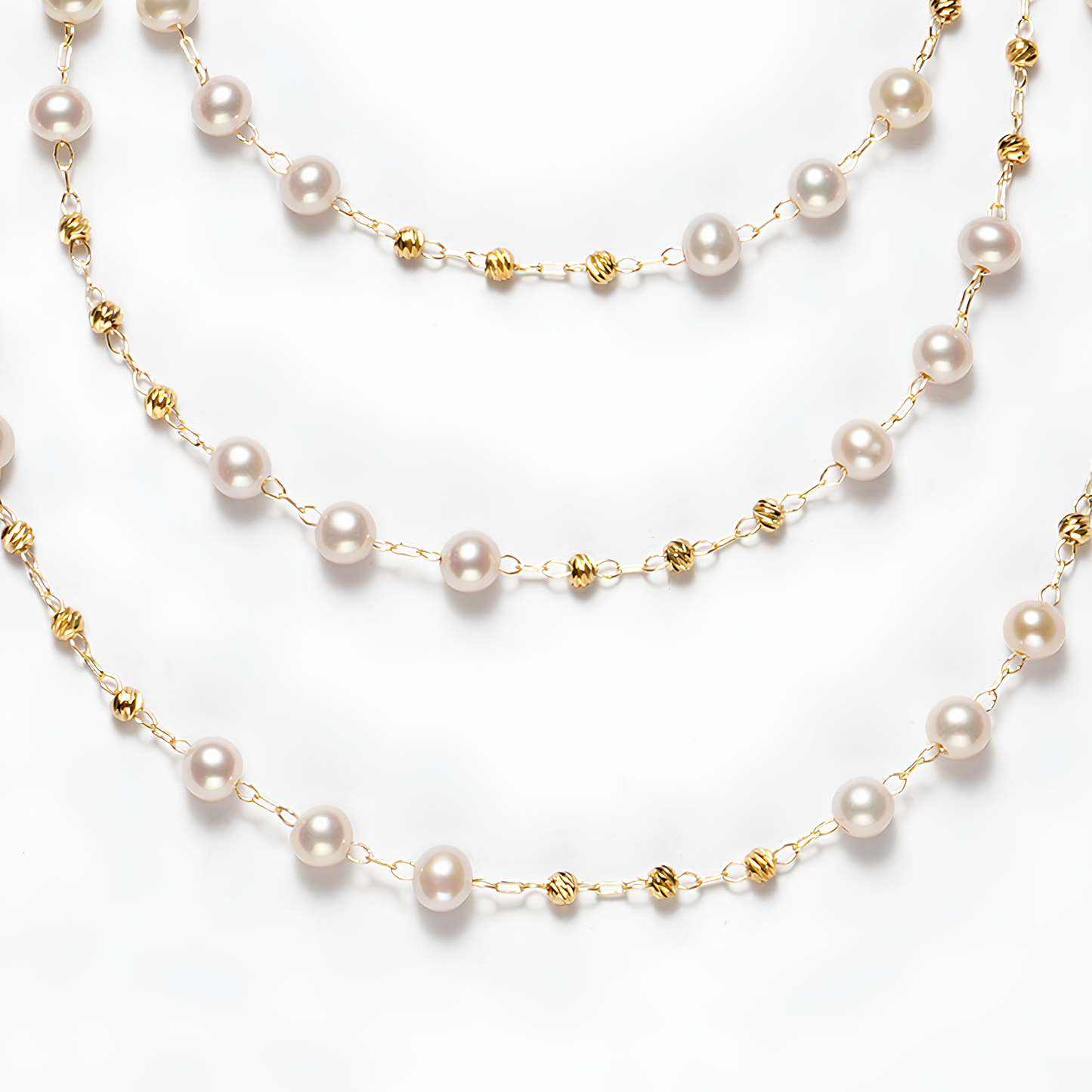 The Adeline Necklace - 87.5cm Delicate 5-6mm Freshwater "Tin Cup" Station Chain