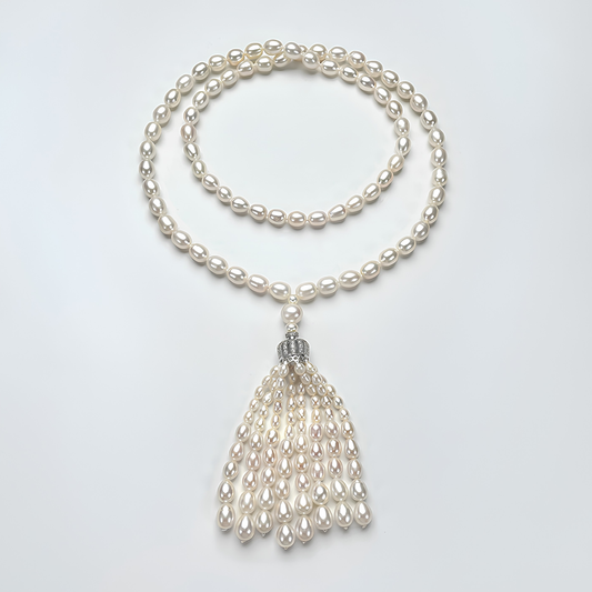 The Camille Necklace - Vintage-Inspired Freshwater Pearl Tassel Opera Strand