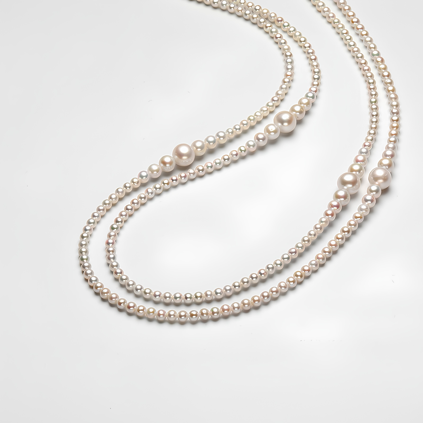 The Chloé Necklace: 130cm Graduated Round Pearl Rhythmic Rope