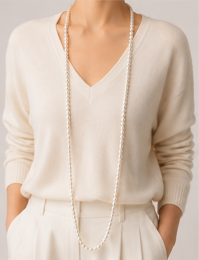 The Colette Necklace - 160cm Versatile Multi-Wear Rice Pearl Rope