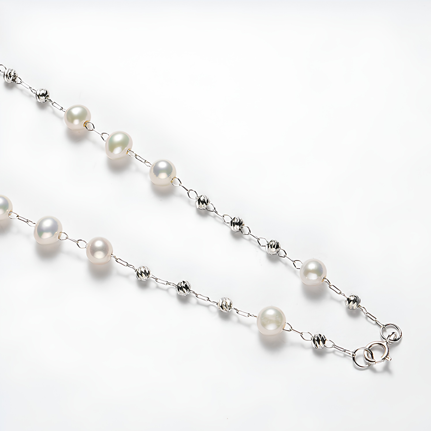 The Apolline Necklace - 87.5cm Ethereal 5-6mm Freshwater Silver "Tin Cup" Chain