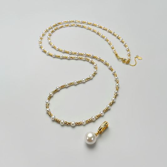 The Rosalie Necklace - 78.5cm Convertible Station Pearl Chain with Statement Pendant