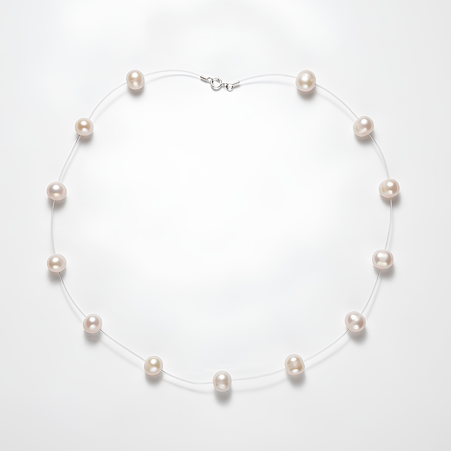 The Aiko Necklace - Minimalist Invisible "Floating Star" Freshwater Pearl Strand