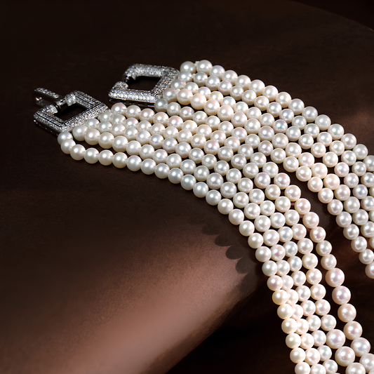 The Sisi Choker - Imperial 5-Strand Cascading Statement Nucleated Pearl Necklace