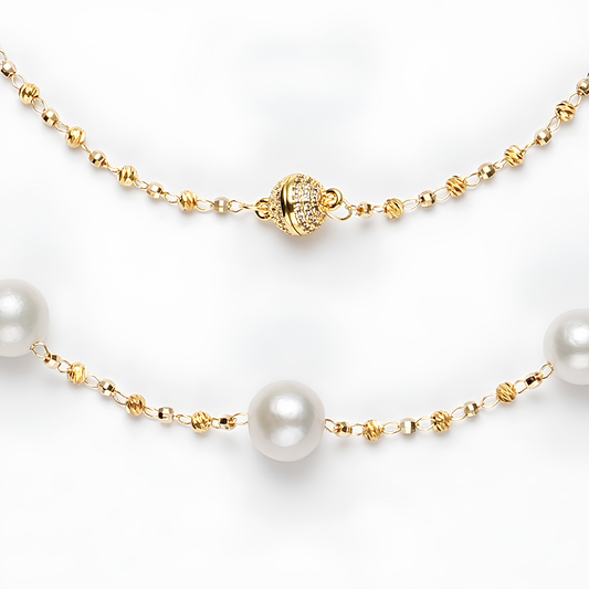 The Valentine Necklace - 72cm Matinee 10-12mm Bold Statement Pearl Station Chain
