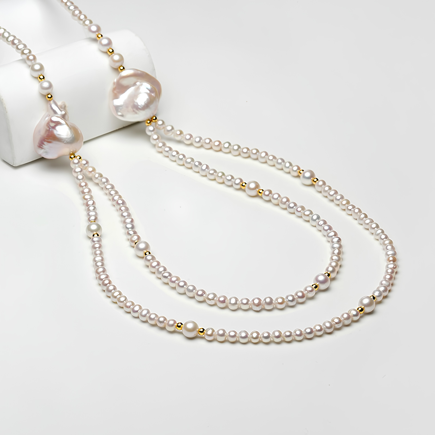The Margaux Necklace - Layered Baroque & Graduated Freshwater Pearl Statement Strand