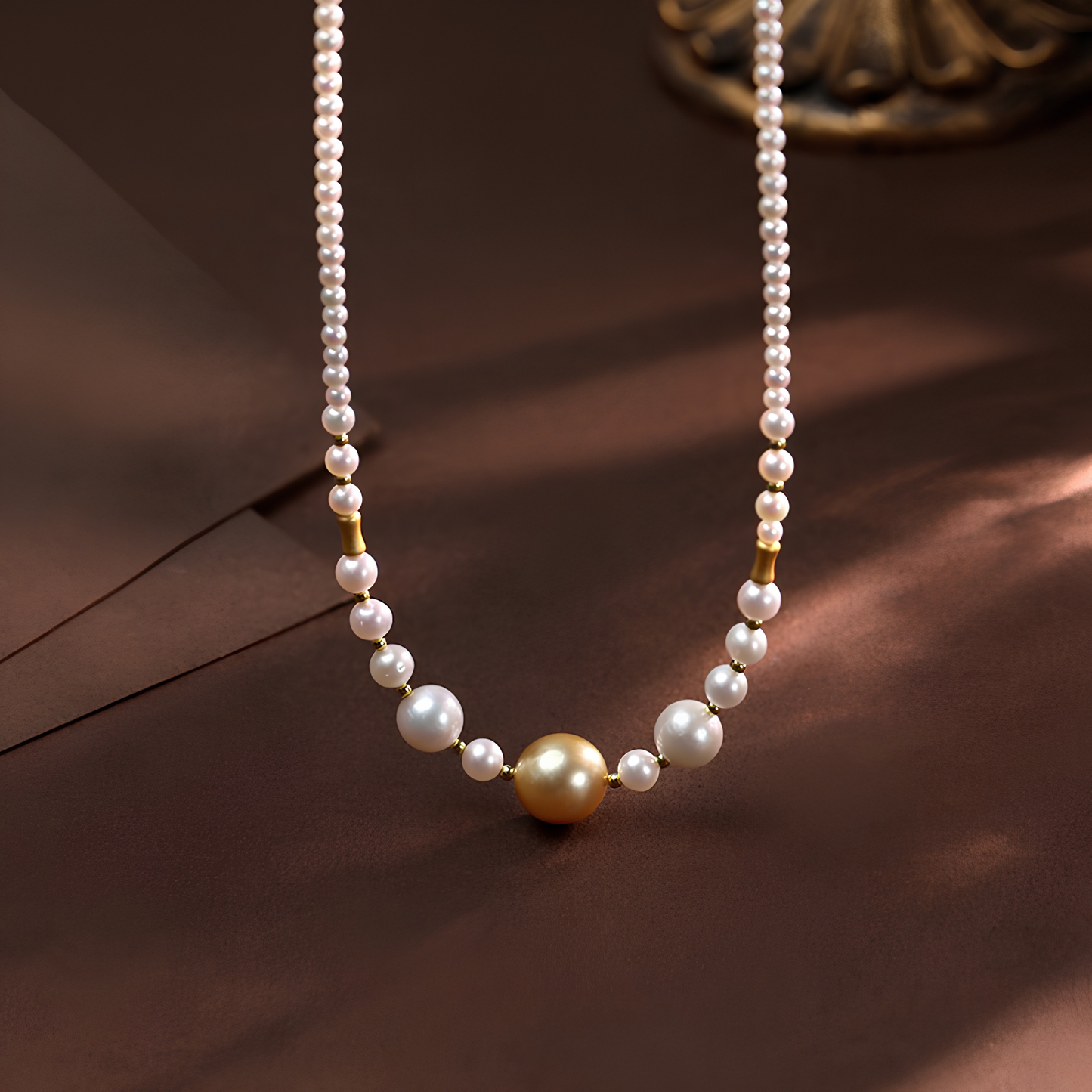 The Victoria Necklace -Imperial 11-12mm South Sea Golden Pearl & Graduated Symphony Strand
