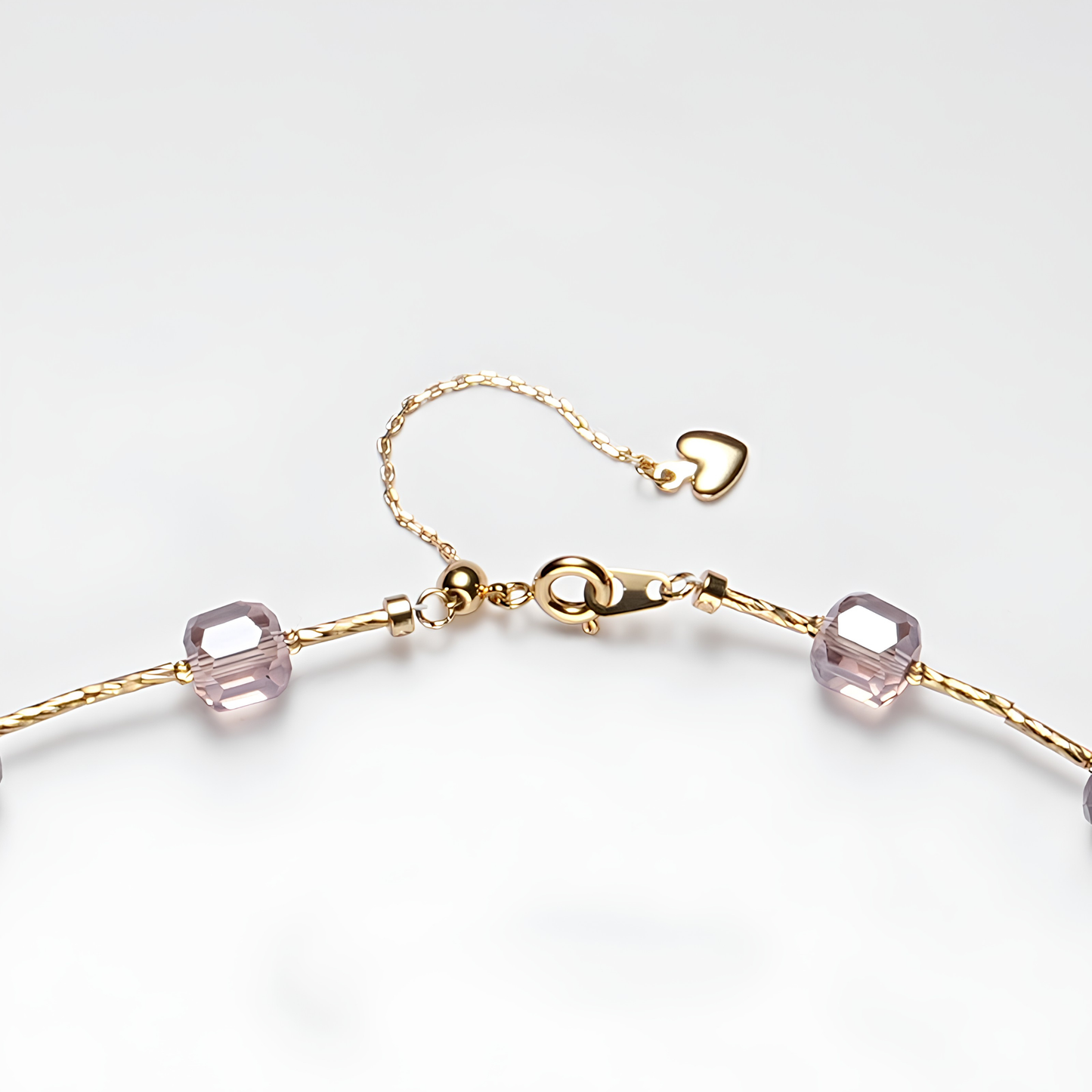 The Yuna Necklace - Lavender-Amethyst Crystal & Textured Gold Rhythmic Pearl Choker
