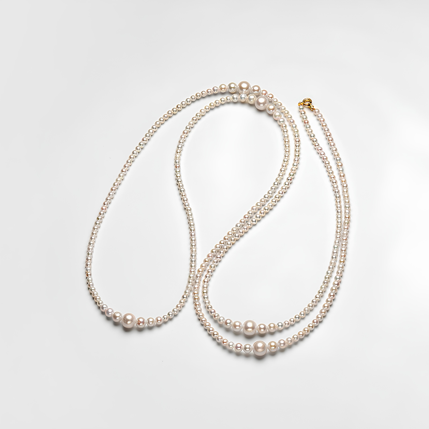 The Chloé Necklace: 130cm Graduated Round Pearl Rhythmic Rope