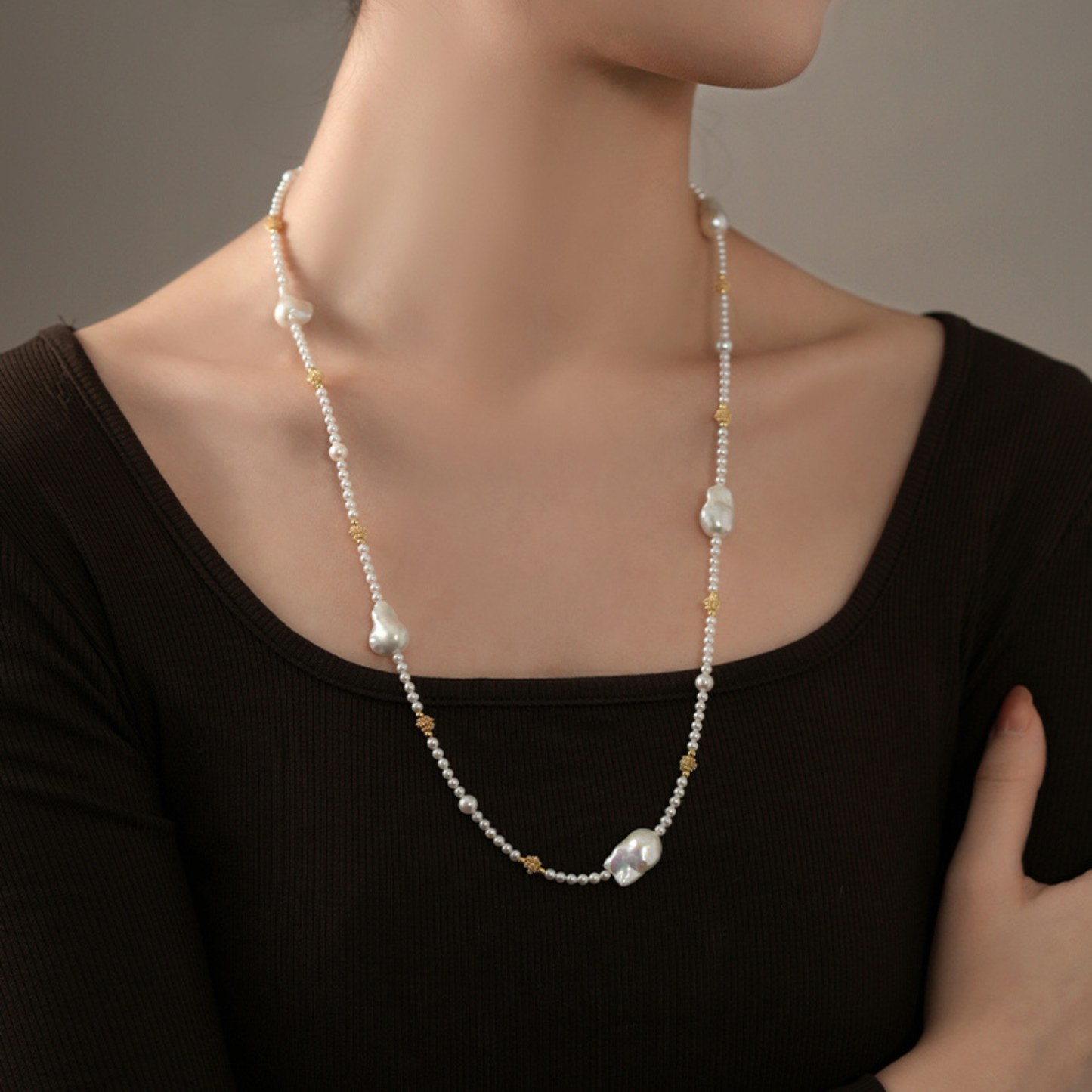 Amélie - French Vintage Baroque Pearl 65cm Chain