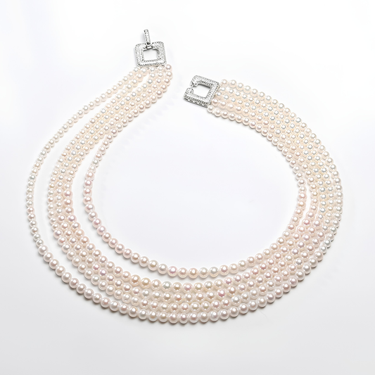 The Sisi Choker - Imperial 5-Strand Cascading Statement Nucleated Pearl Necklace
