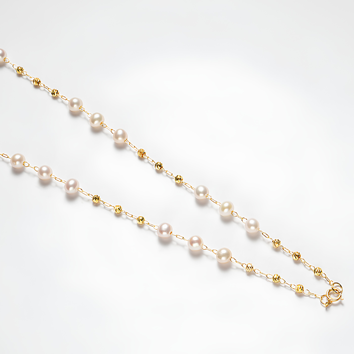 The Adeline Necklace - 87.5cm Delicate 5-6mm Freshwater "Tin Cup" Station Chain