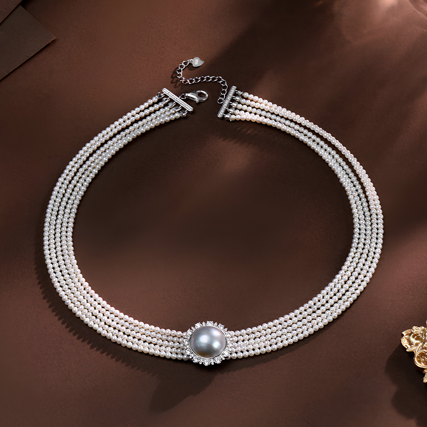 The Diana Choker - Royal 4-Strand Micro Pearl & 15mm Ocean Mabe Pearl Masterpiece