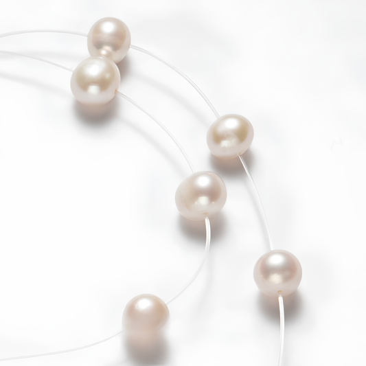 The Aiko Necklace - Minimalist Invisible "Floating Star" Freshwater Pearl Strand
