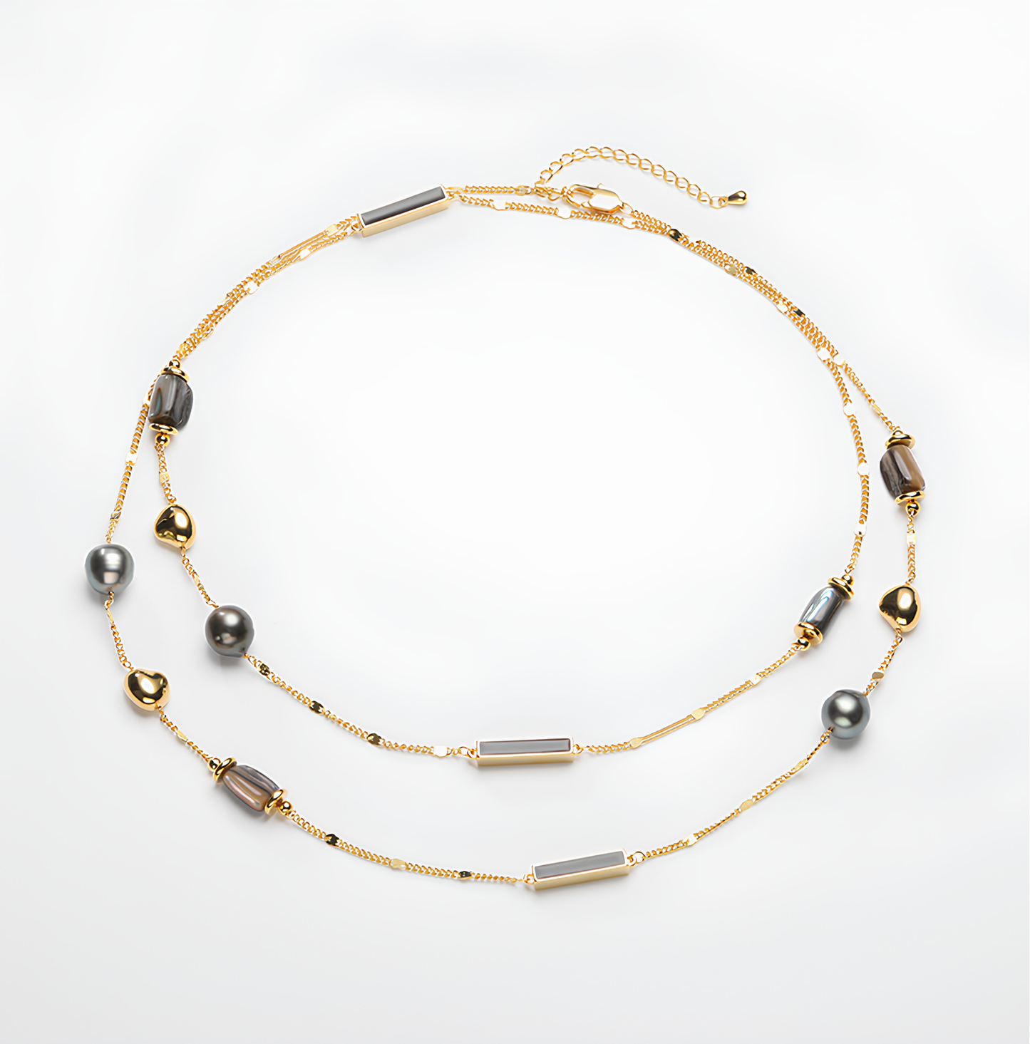The Céleste Necklace: 94.5cm Modernist Tahitian Pearl & Abalone Shell Rope