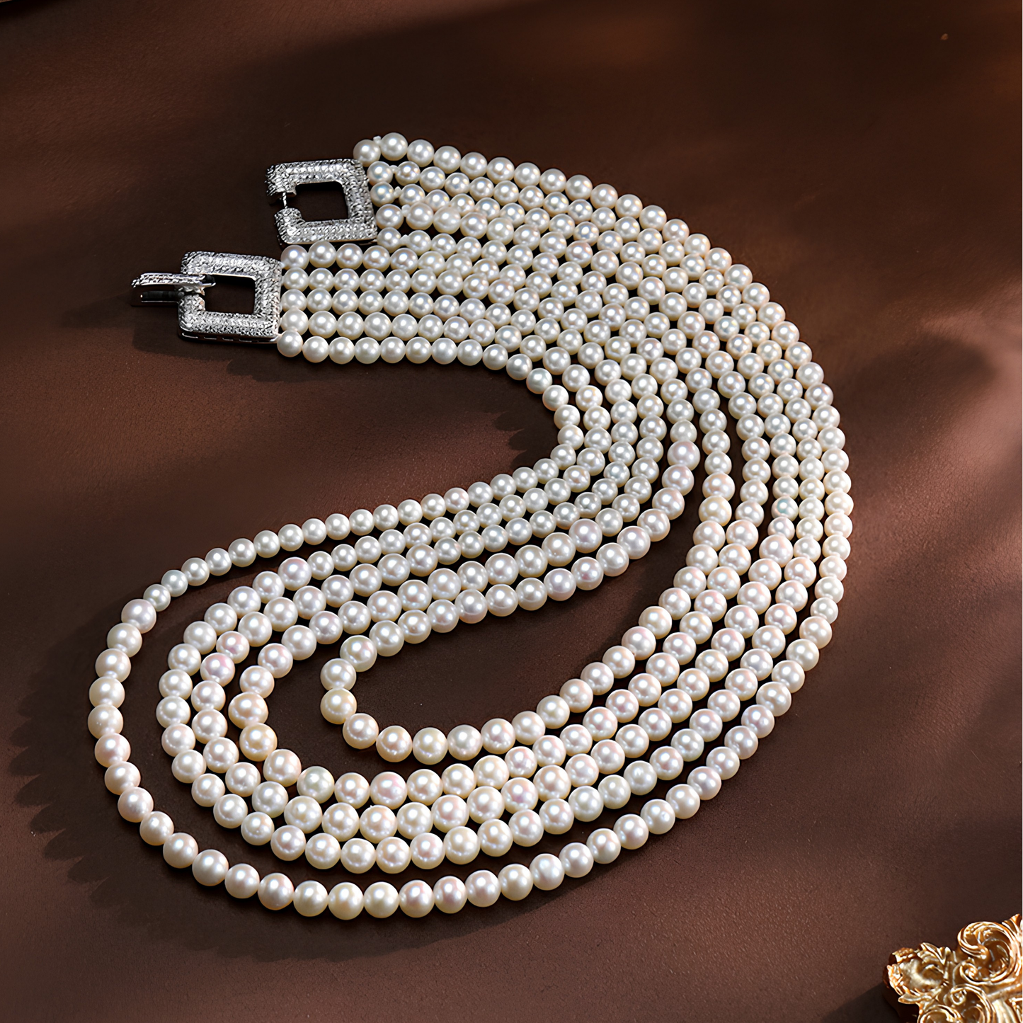 The Sisi Choker - Imperial 5-Strand Cascading Statement Nucleated Pearl Necklace