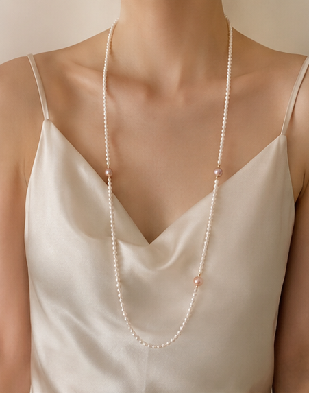 The Élise Necklace: 121cm Petite Pastel Pearl Layering Rope