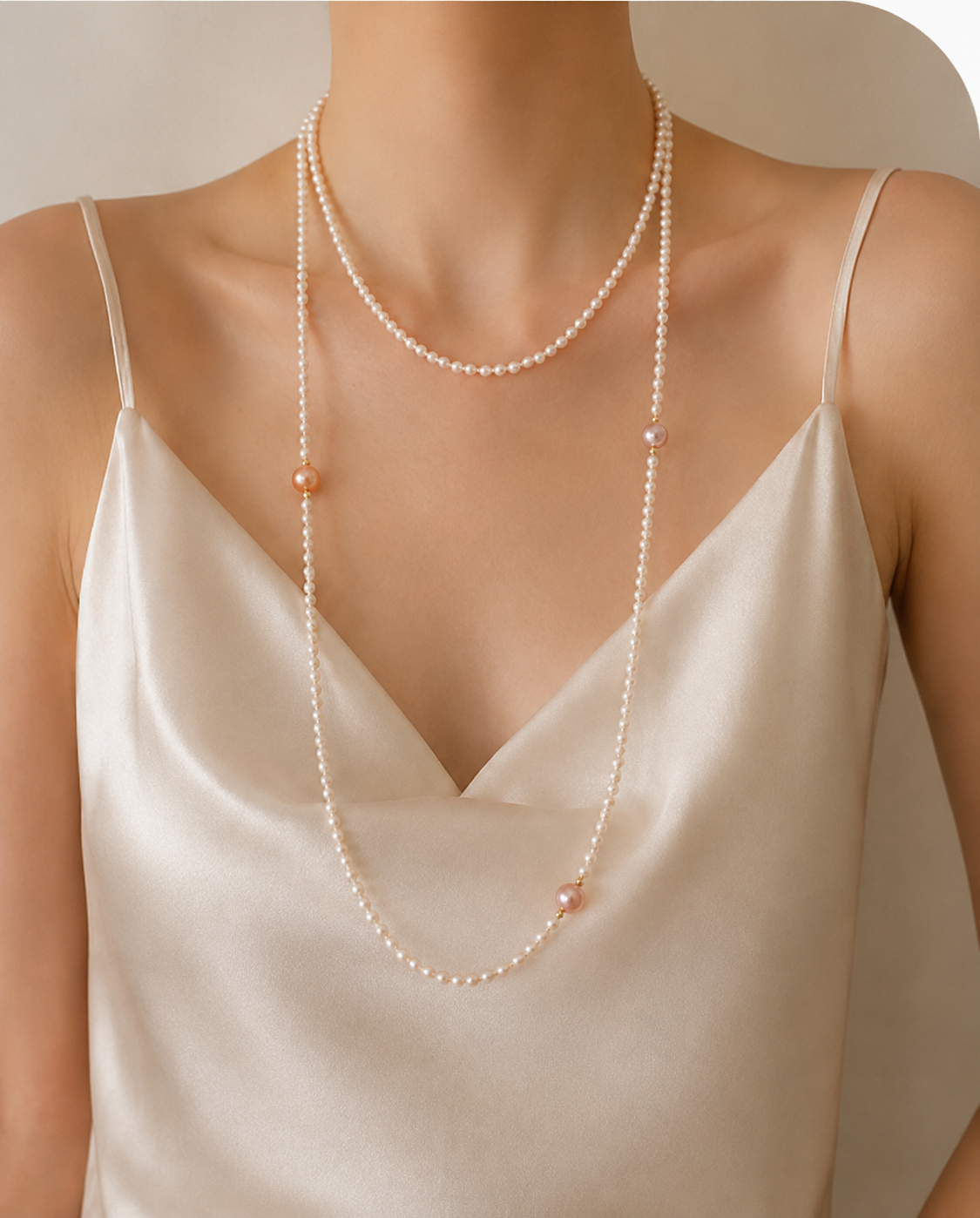 The Élise Necklace: 121cm Petite Pastel Pearl Layering Rope