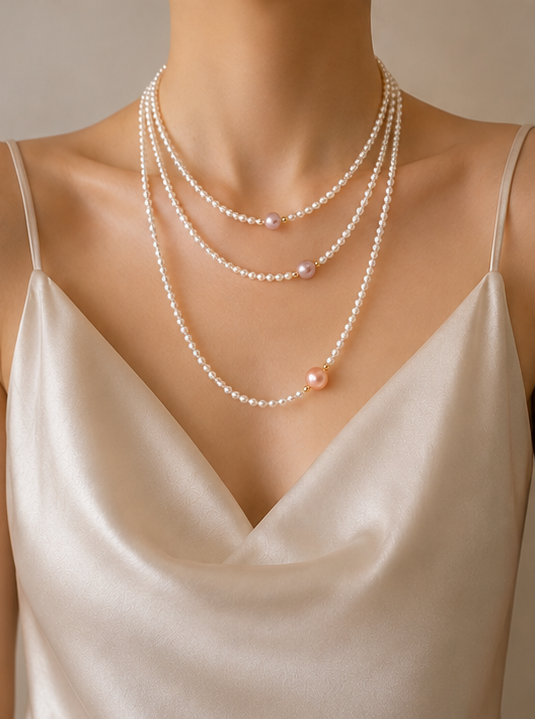 The Élise Necklace: 121cm Petite Pastel Pearl Layering Rope